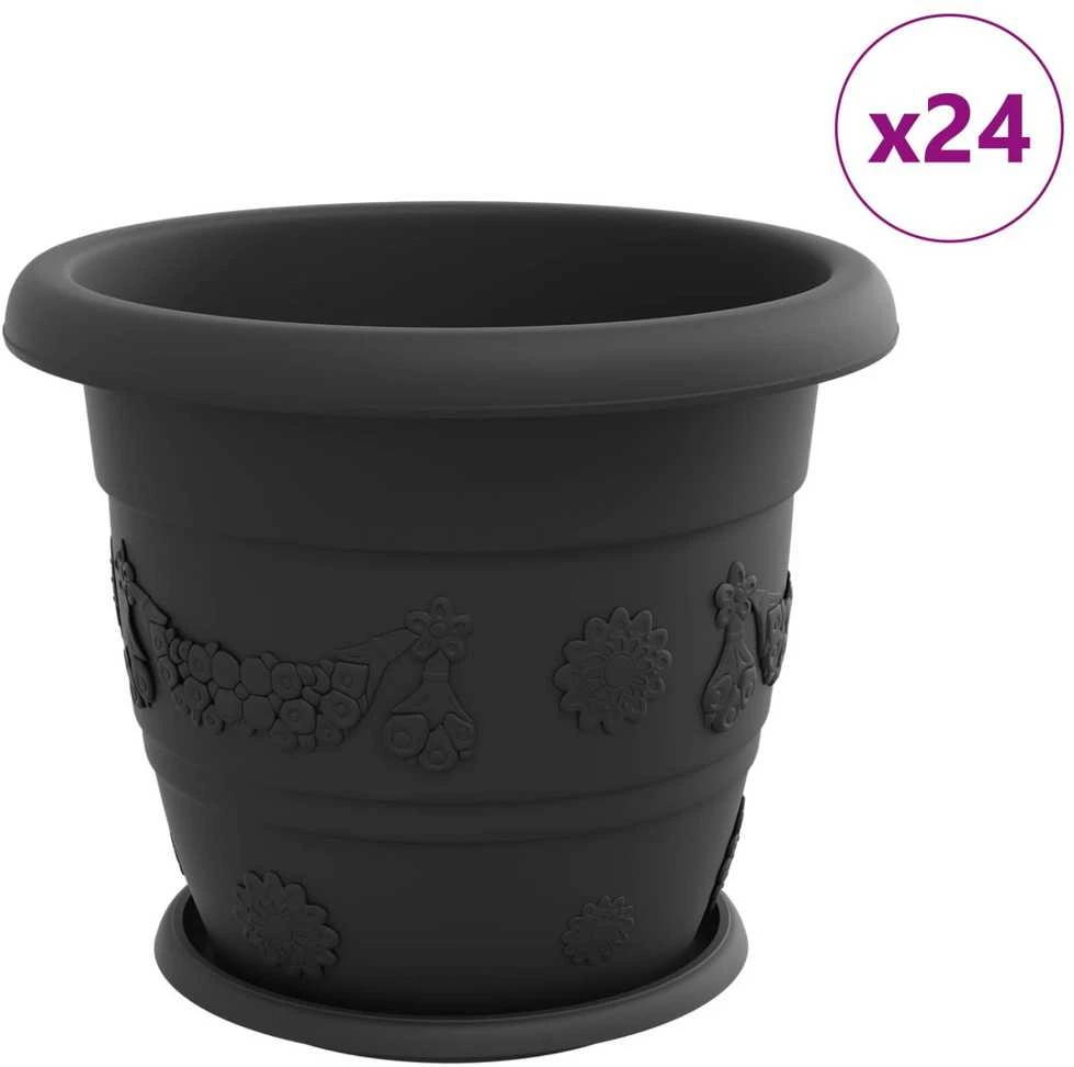 Augalų vazonai 24 vnt. Juoda Ø 34 x 28 cm Plastmasė