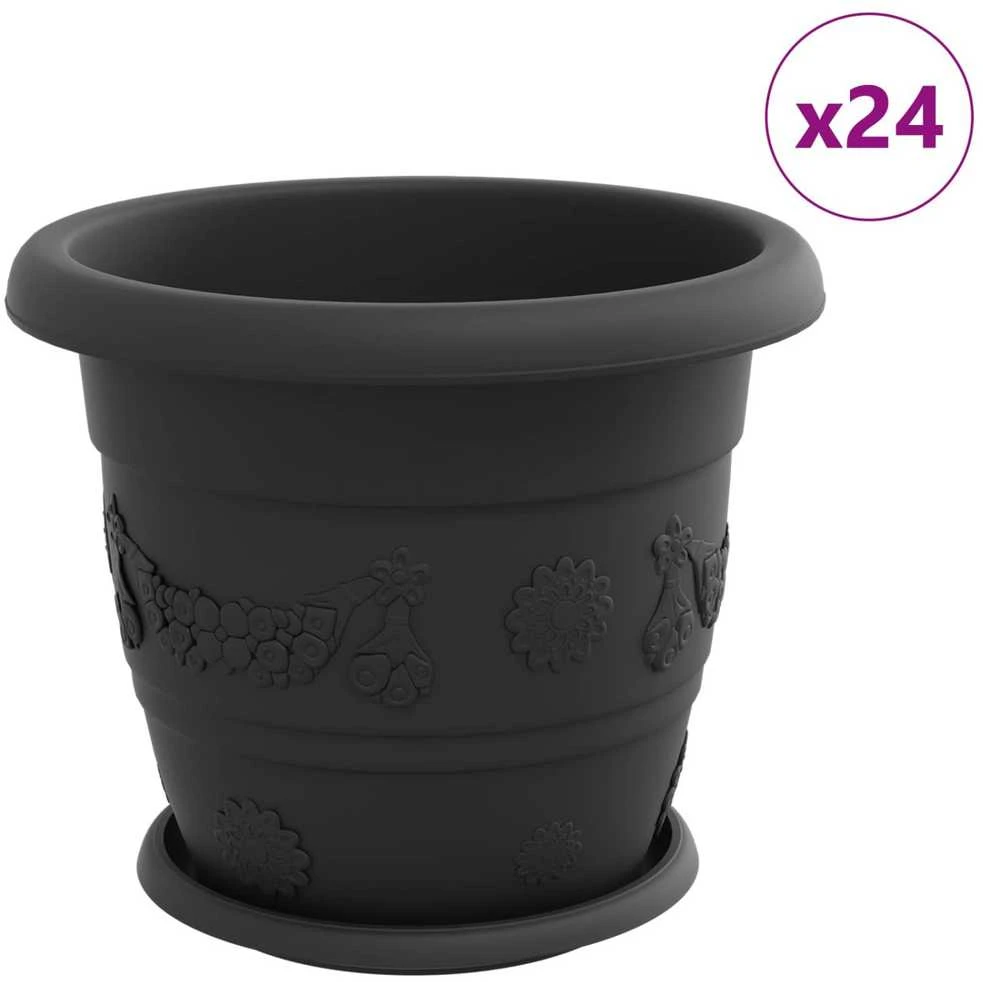 Augalų vazonai 24 vnt. Juoda Ø 30 x 25 cm Plastmasė
