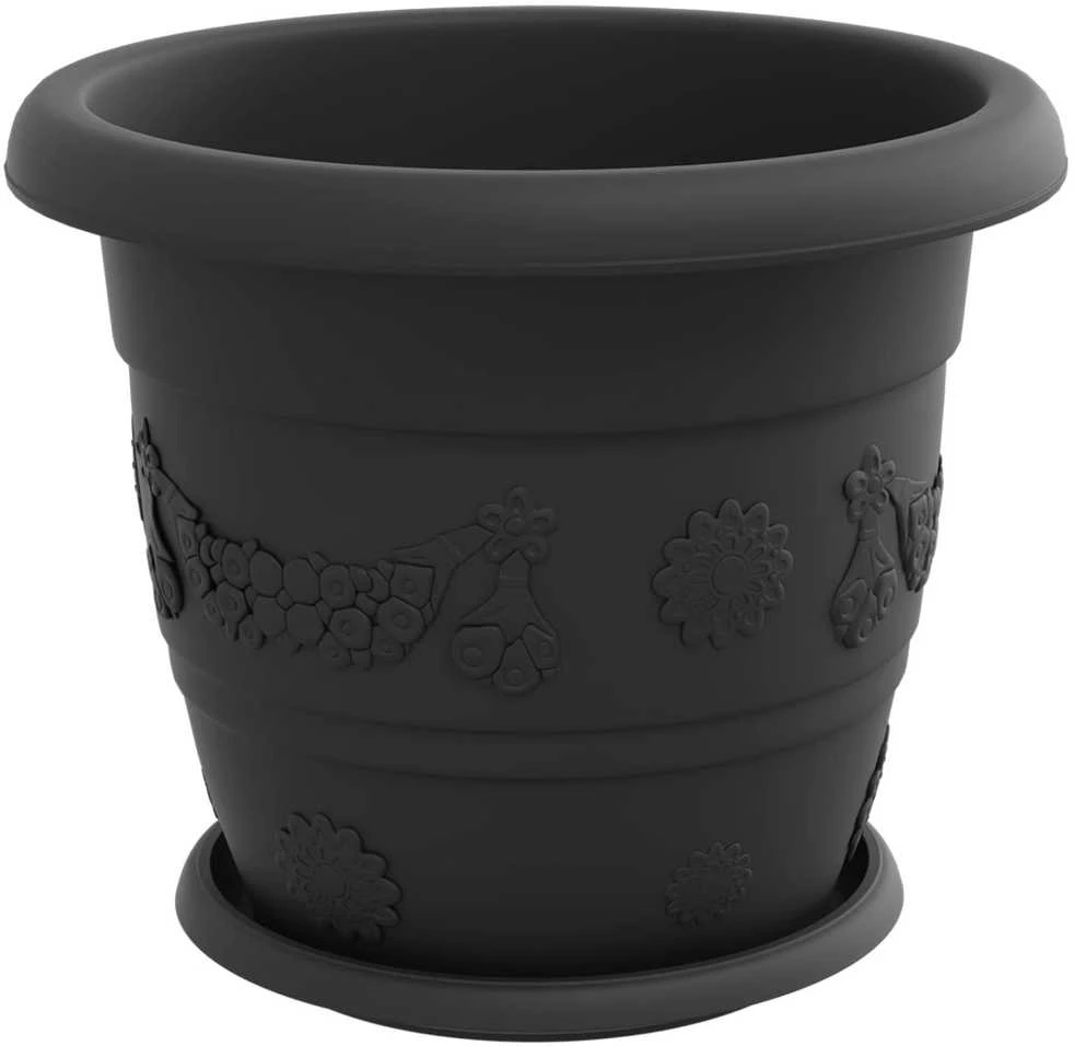 Augalų vazonai 24 vnt. Juoda Ø 30 x 25 cm Plastmasė