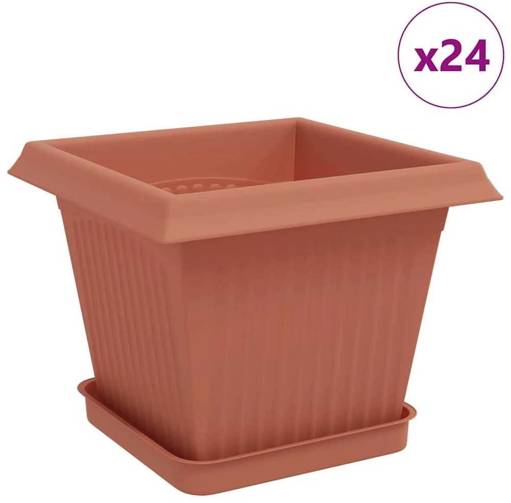 Augalų vazonai 24 vnt. Raudona plyta Plastmasė