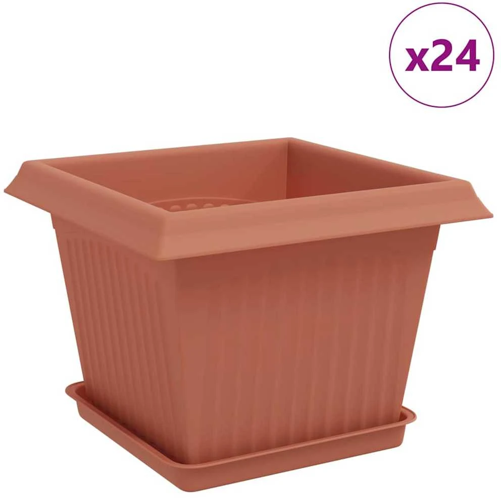 Augalų vazonai 24 vnt. Raudona plyta Plastmasė