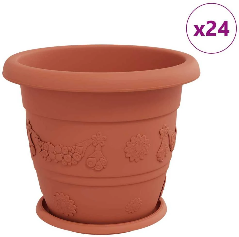 Augalų vazonai 24 vnt. Raudona plyta Ø 34 x 28 cm Plastmasė