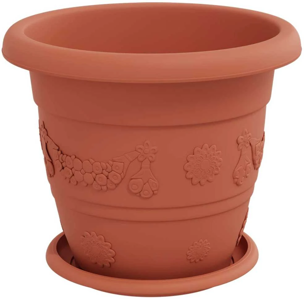 Augalų vazonai 24 vnt. Raudona plyta Ø 26 x 21.5 cm Plastmasė