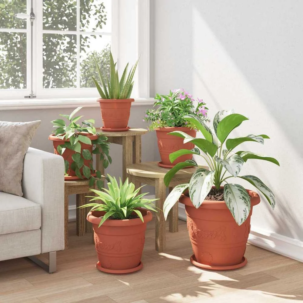 Augalų vazonai 24 vnt. Raudona plyta Ø 30 x 25 cm Plastmasė