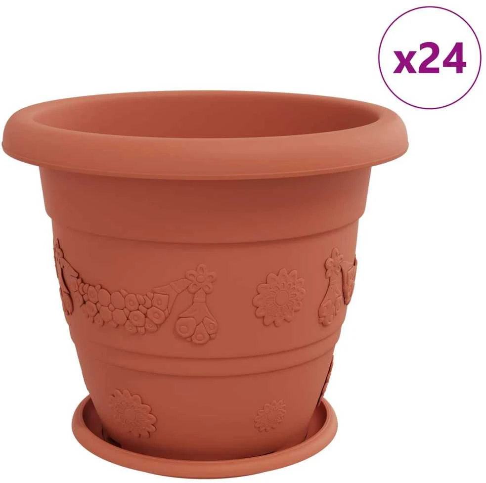 Augalų vazonai 24 vnt. Raudona plyta Ø 39 x 32 cm Plastmasė