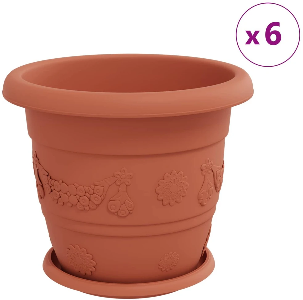 Augalų vazonai 24 vnt. Raudona plyta Ø 30 x 25 cm Plastmasė