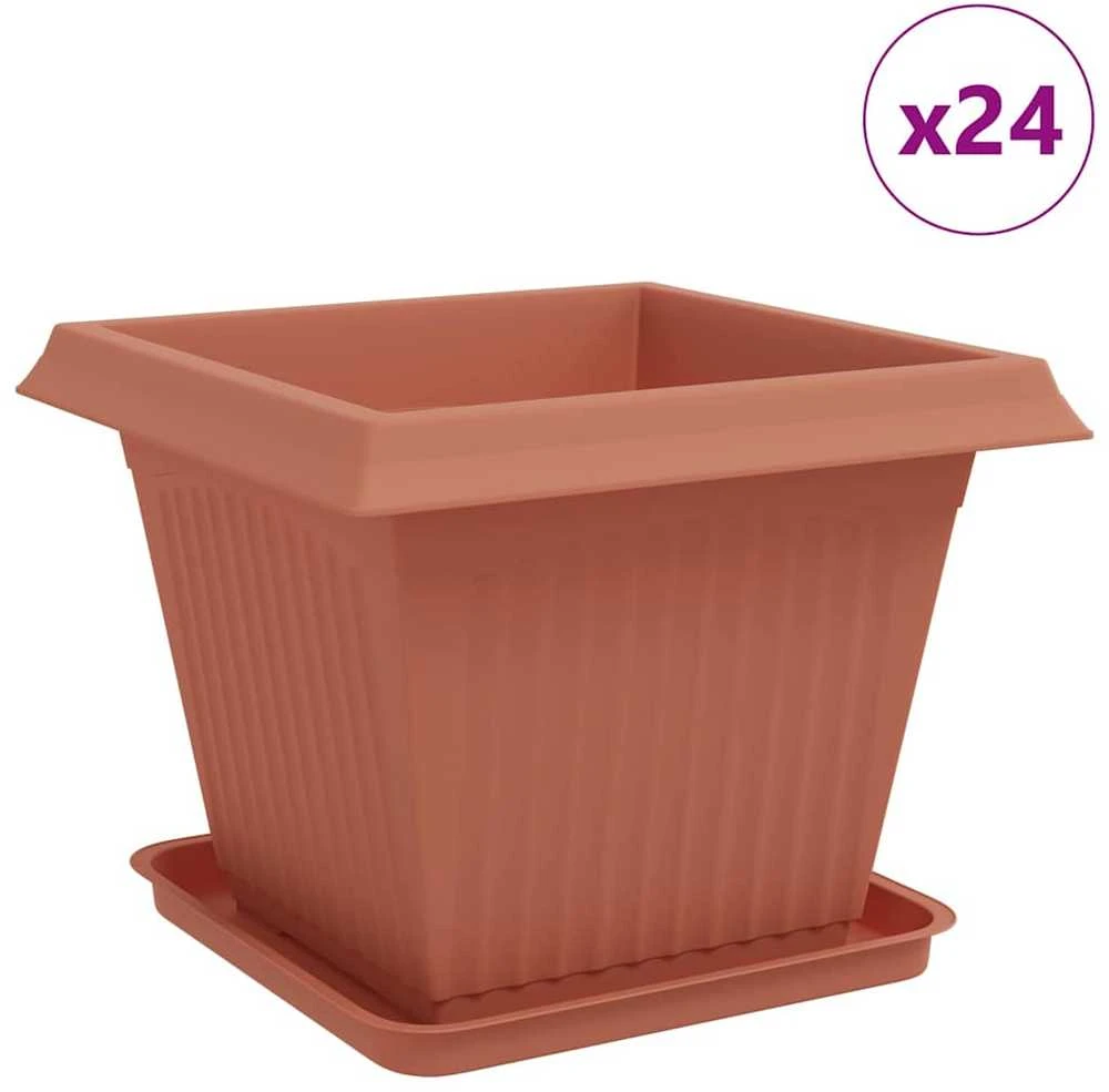 Augalų vazonai 24 vnt. Raudona plyta Plastmasė