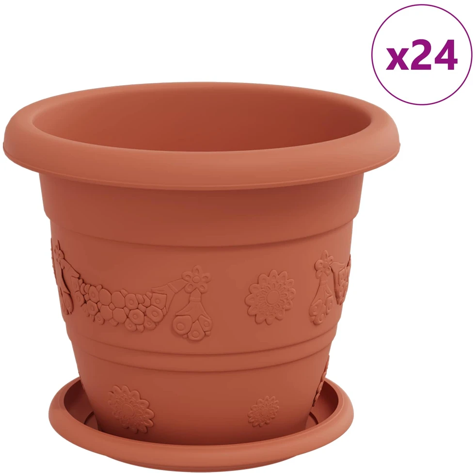 Augalų vazonai 24 vnt. Raudona plyta Ø 22 x 18 cm Plastmasė