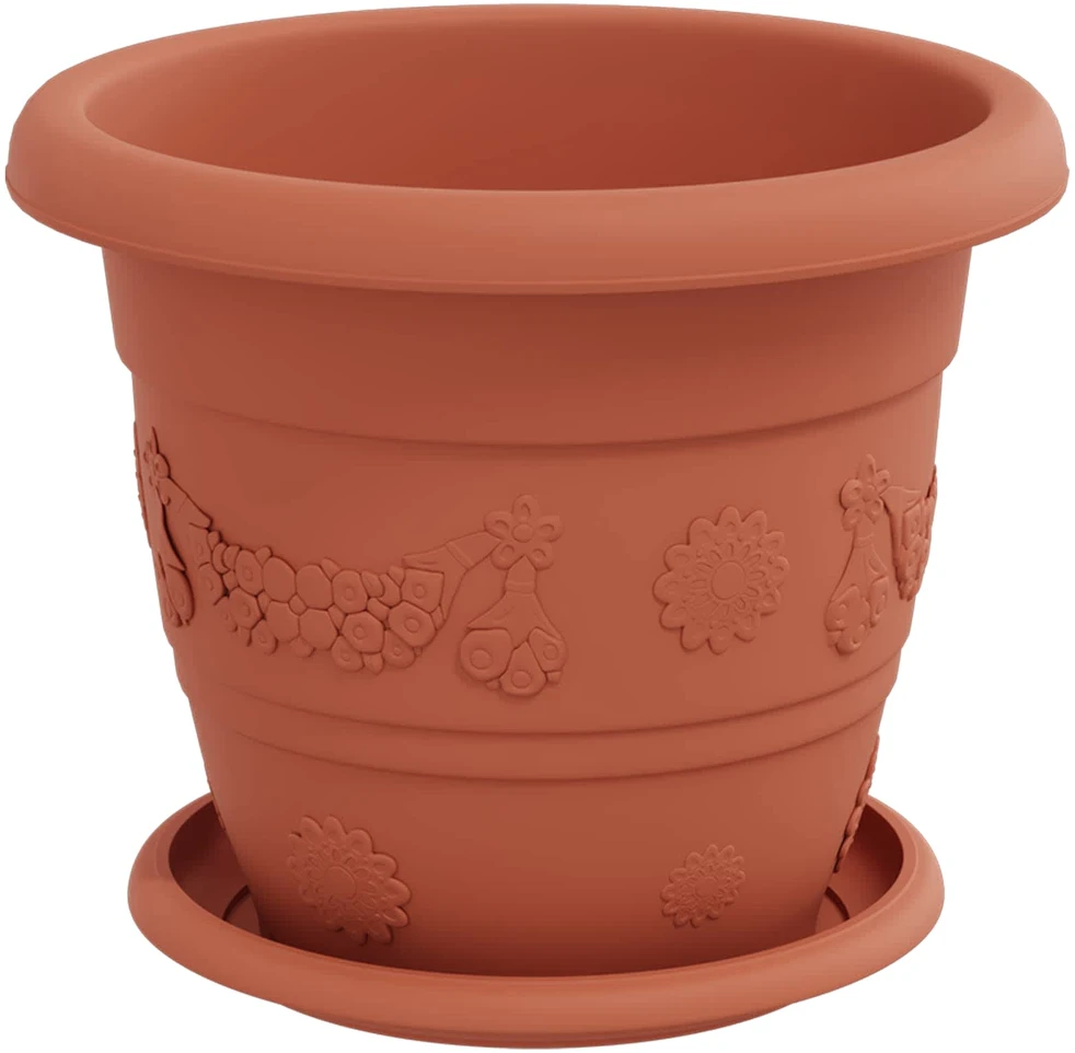 Augalų vazonai 24 vnt. Raudona plyta Ø 22 x 18 cm Plastmasė