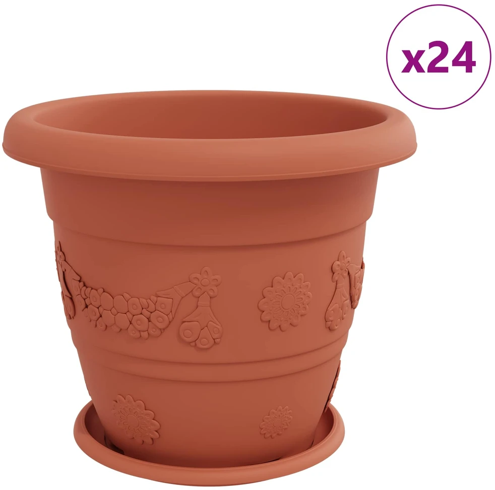 Augalų vazonai 24 vnt. Raudona plyta Ø 39 x 32 cm Plastmasė