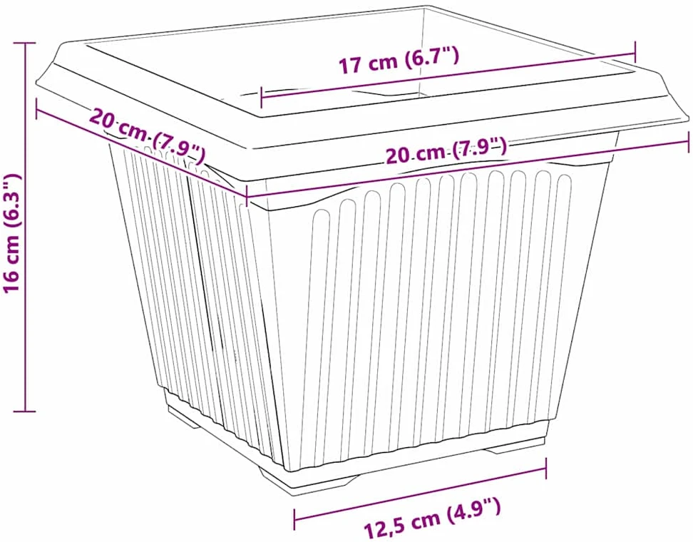Augalų vazonai 24 vnt. Raudona plyta Plastmasė