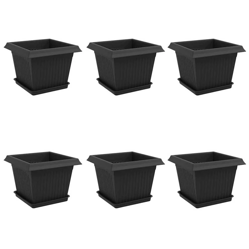 Augalų vazonai 6 vnt. Juoda Plastmasė