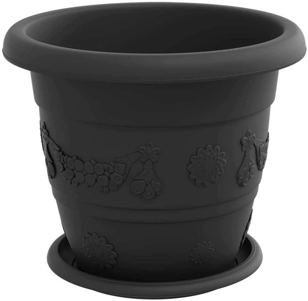 Augalų vazonai 6 vnt. Juoda Ø 26 x 21.5 cm Plastmasė