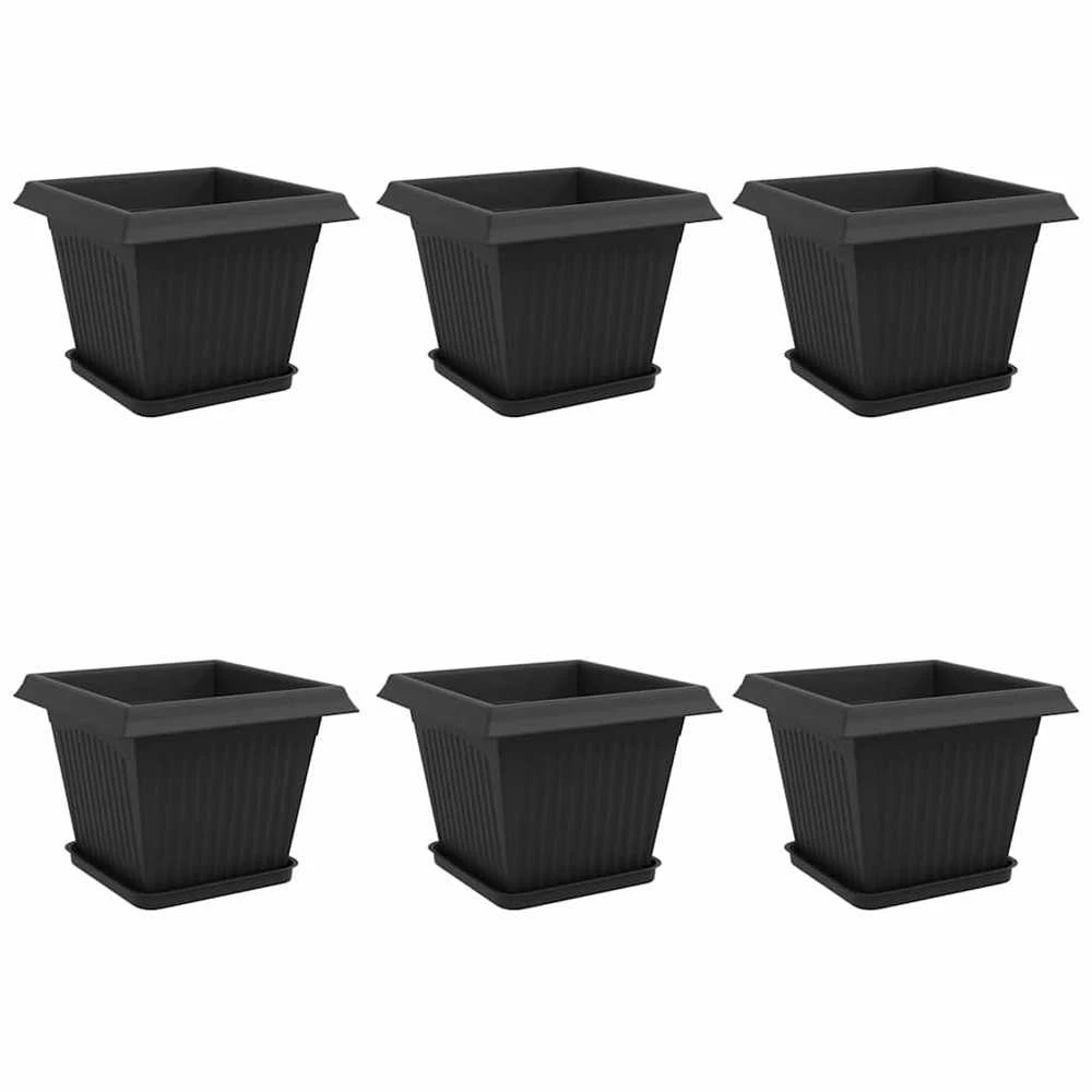 Augalų vazonai 6 vnt. Juoda Plastmasė