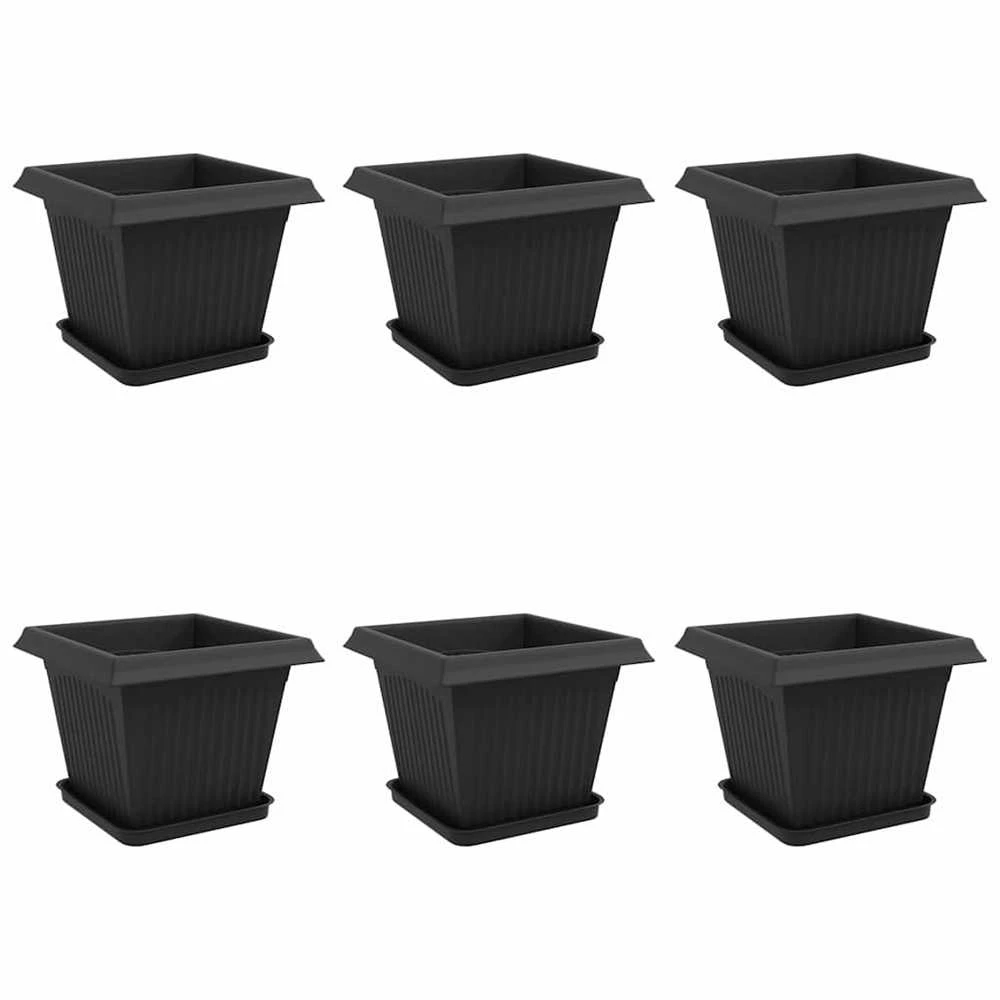 Augalų vazonai 6 vnt. Juoda Plastmasė