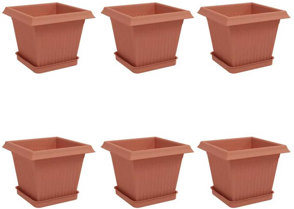 Augalų vazonai 6 vnt. Raudona plyta Plastmasė