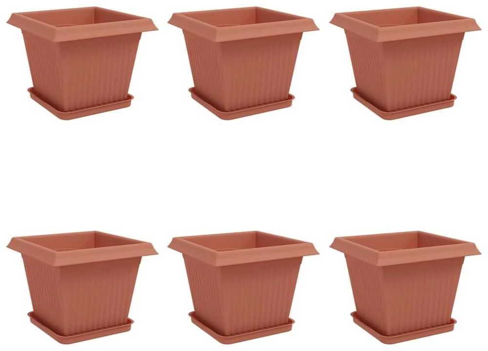 Augalų vazonai 6 vnt. Raudona plyta Plastmasė
