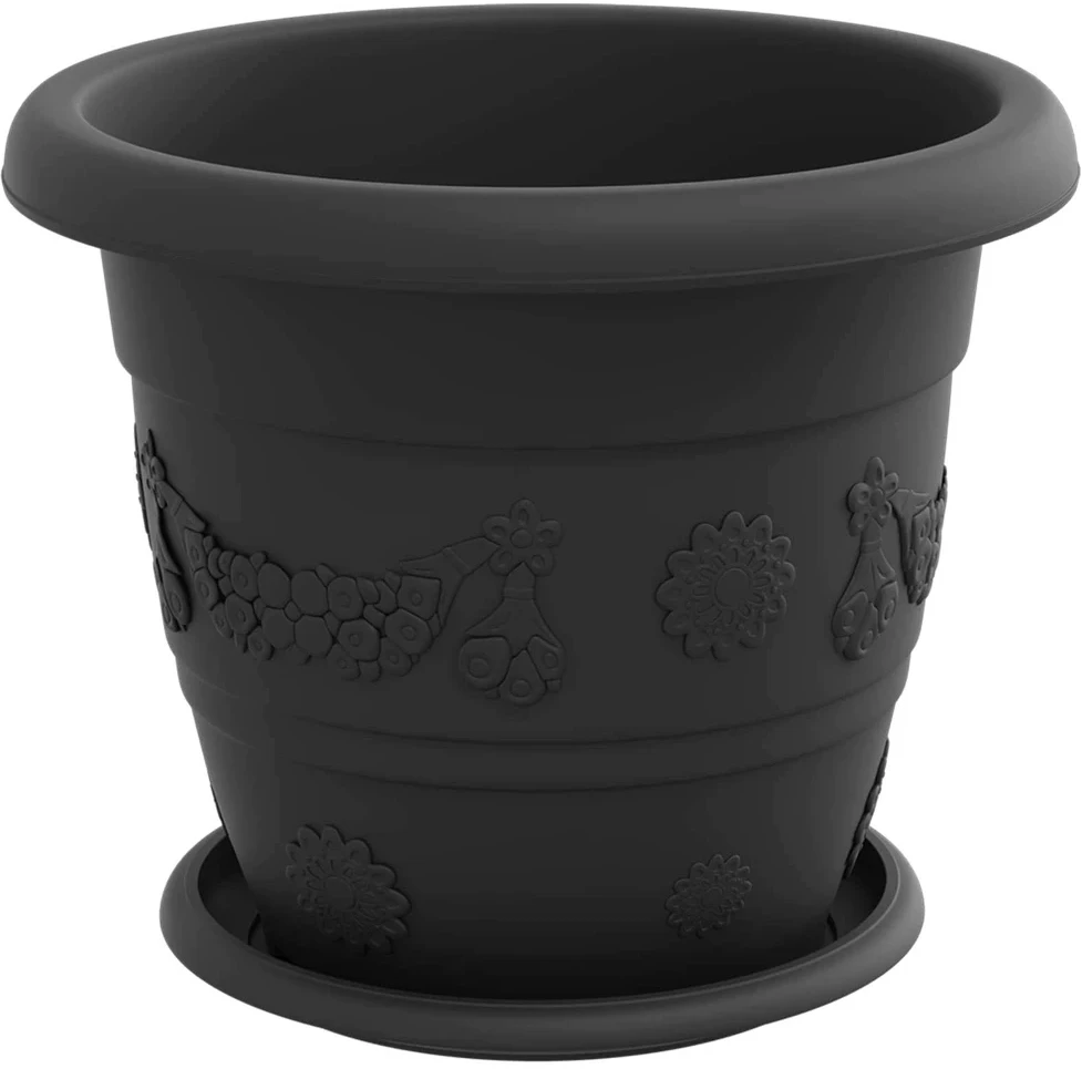 Augalų vazonai 6 vnt. Juoda Ø 26 x 21.5 cm Plastmasė