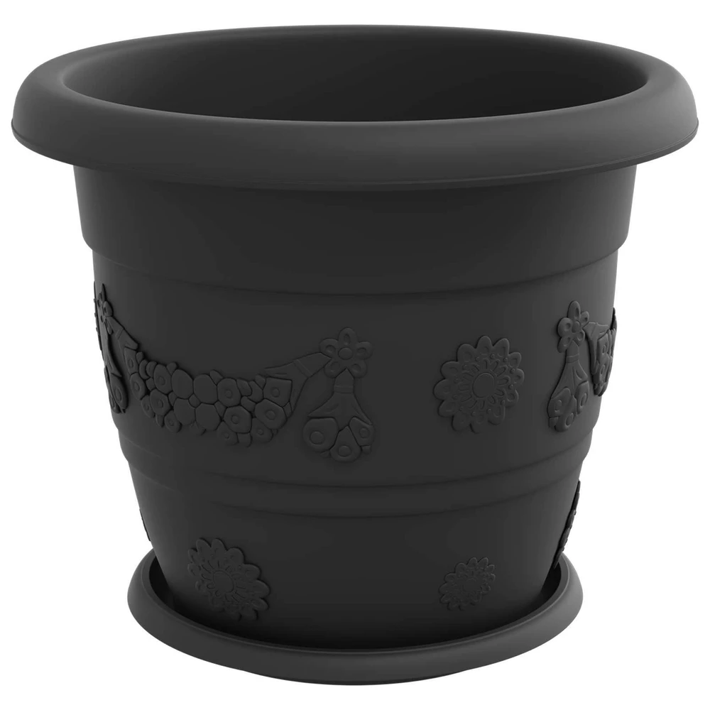 Augalų vazonai 6 vnt. Juoda Ø 34 x 28 cm Plastmasė