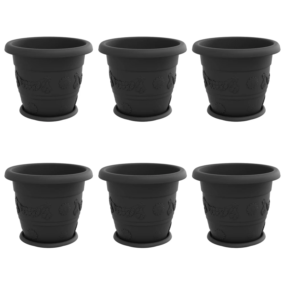 Augalų vazonai 6 vnt. Juoda Ø 34 x 28 cm Plastmasė