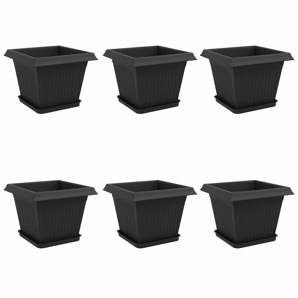 Augalų vazonai 6 vnt. Juoda Plastmasė