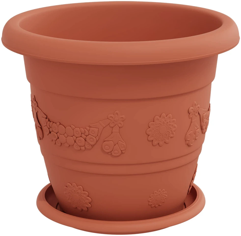 Augalų vazonai 6 vnt. Raudona plyta Ø 26 x 21.5 cm Plastmasė