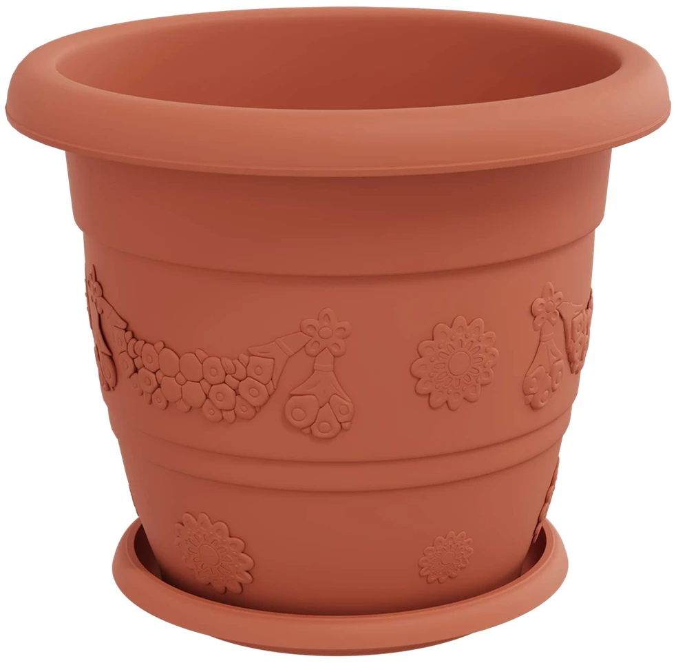 Augalų vazonai 6 vnt. Raudona plyta Ø 30 x 25 cm Plastmasė