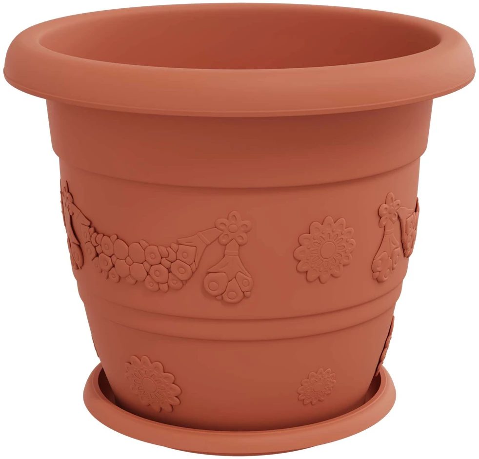 Augalų vazonai 6 vnt. Raudona plyta Ø 34 x 28 cm Plastmasė