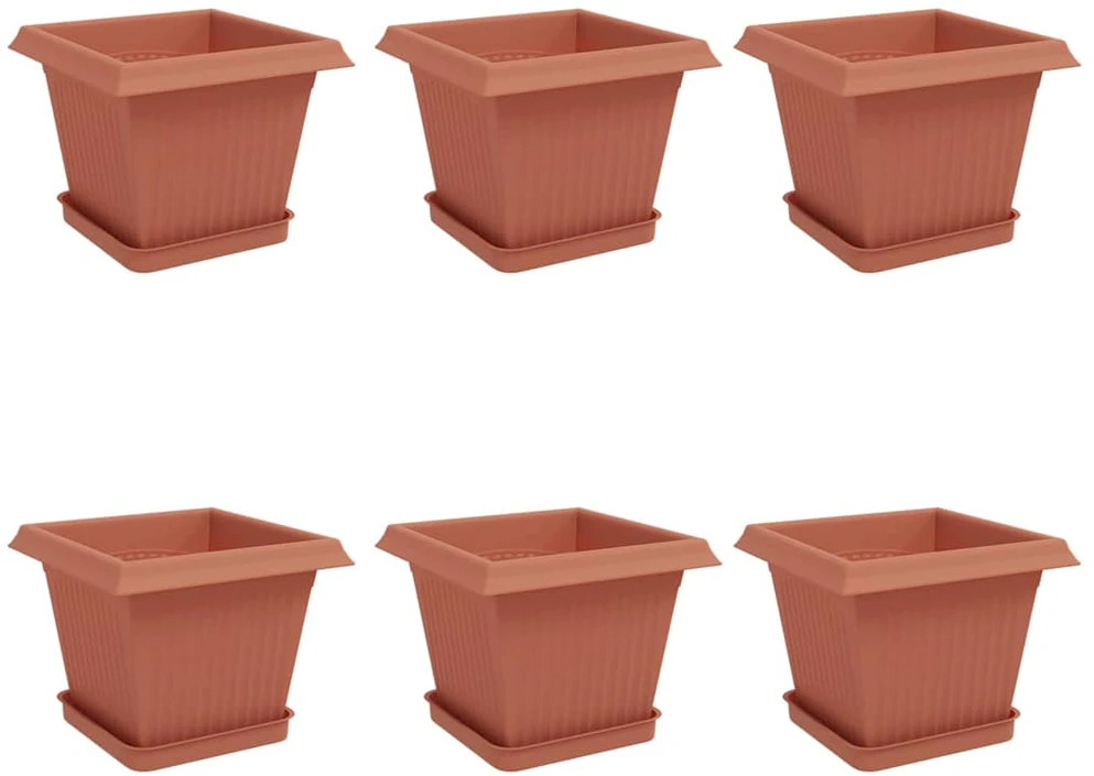 Augalų vazonai 6 vnt. Raudona plyta Plastmasė