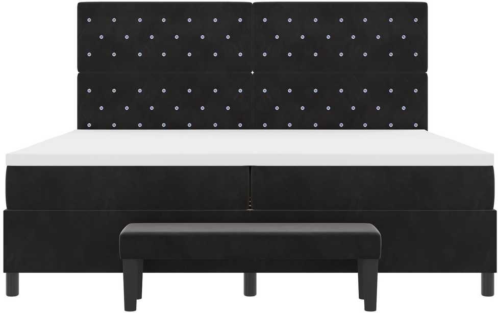 Kiemas lova su čiužiniu Juoda 200 x 200 cm Aksomas