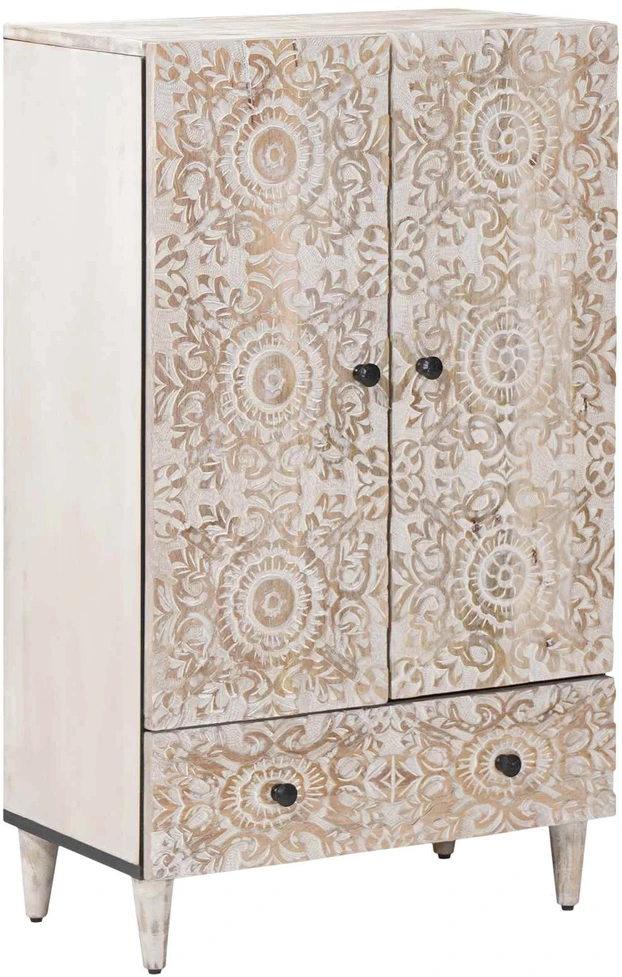 Aukšta lenta Balta 60 x 33,5 x 100 cm Kietas mango medis