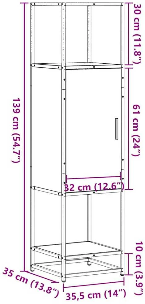 aukšta lenta Sonoma ąžuolas suprojektuota mediena ir metalas