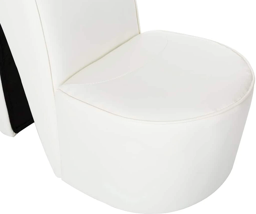 Fotelis Aukštakulnio formos kėdė, baltos spalvos, dirbtinė oda