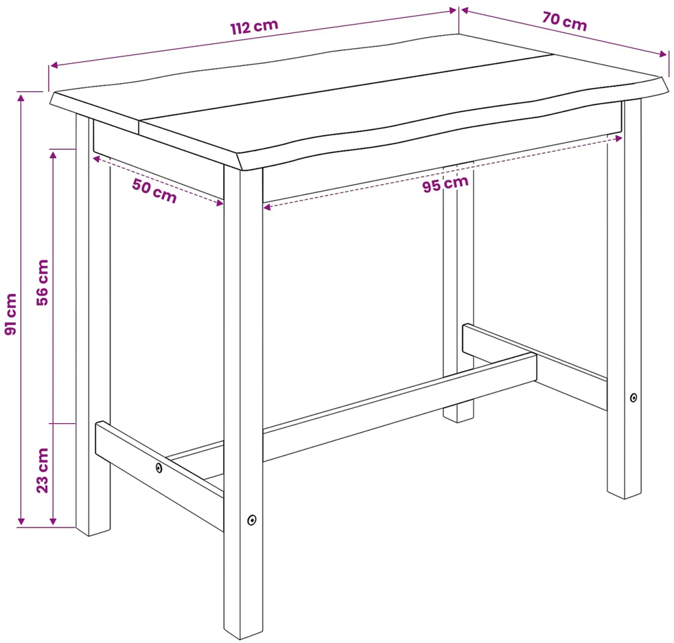 VidaXL Aukštas baro stalas EKAI Juoda 112 x 70 x 91 cm