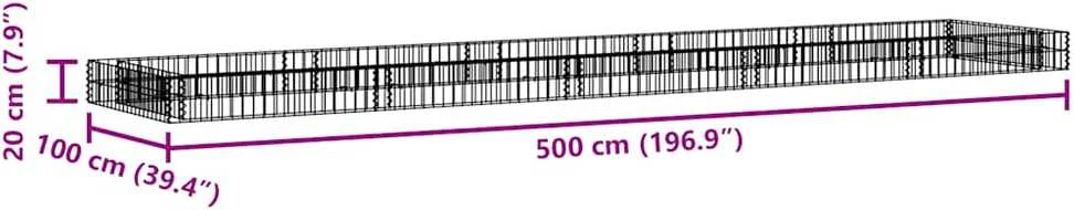 Aukštas gabiono lovelis, 500x100x20cm, galvanizuotas plienas