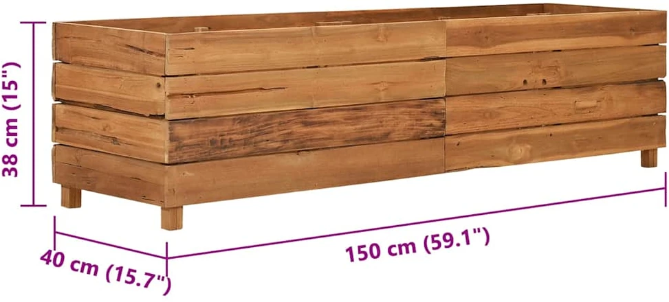 Aukštas lovelis, 150x40x38cm, perdirbtas tikmedis ir plienas