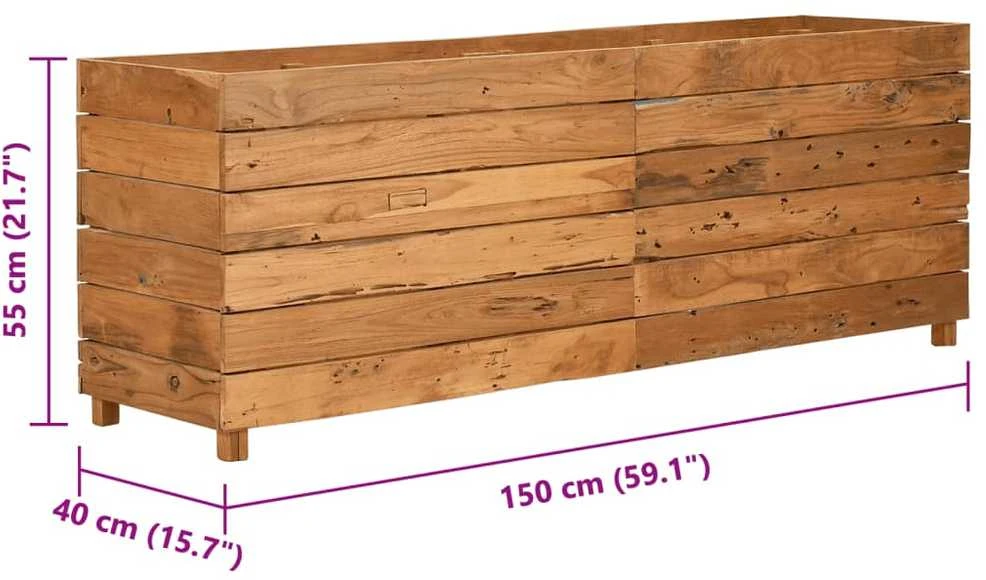 Aukštas lovelis, 150x40x55cm, perdirbtas tikmedis ir plienas