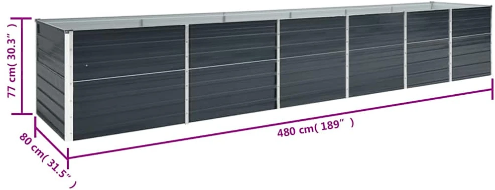 Aukštas lovelis, antracito, 480x80x77cm, galvanizuotas plienas