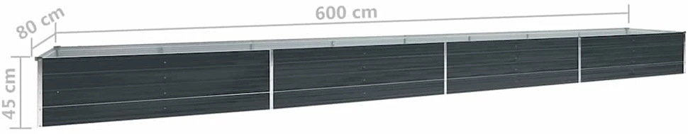 Aukštas lovelis, antracito, 600x80x45cm, galvanizuotas plienas
