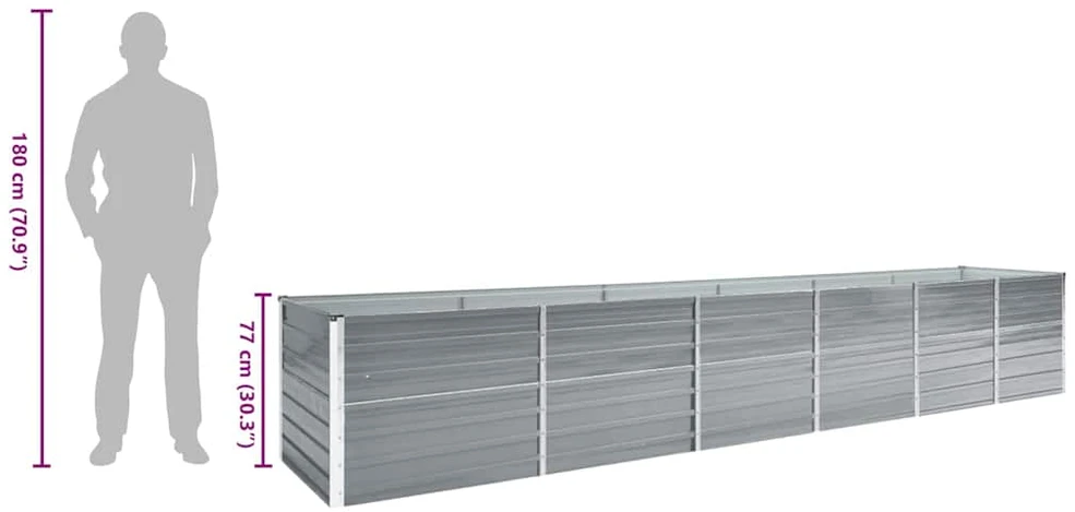 Aukštas lovelis, pilkas, 480x80x77cm, galvanizuotas plienas