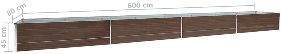 Aukštas lovelis, rudas, 600x80x45cm, galvanizuotas plienas