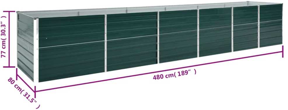 Aukštas lovelis, žalias, 480x80x77cm, galvanizuotas plienas
