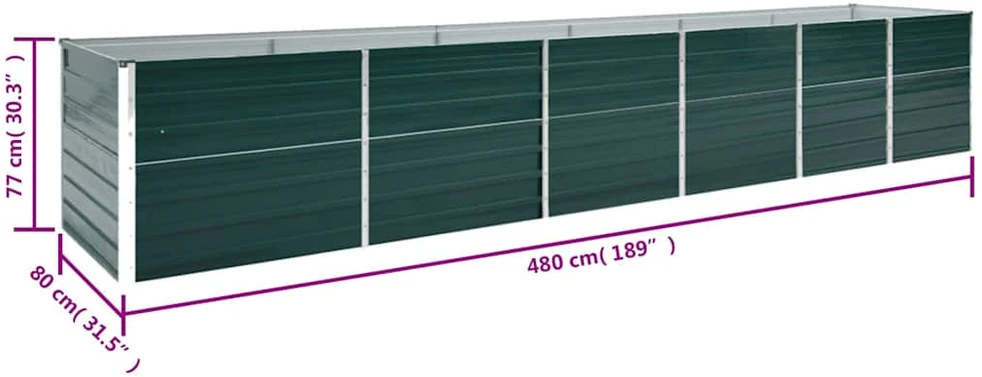 Aukštas lovelis, žalias, 480x80x77cm, galvanizuotas plienas