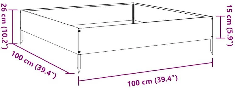 Aukštas sodo lovelis, 100x100x26cm, galvanizuotas plienas
