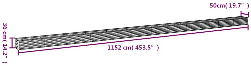 Aukštas sodo lovelis, 1152x50x36cm, Corten plienas