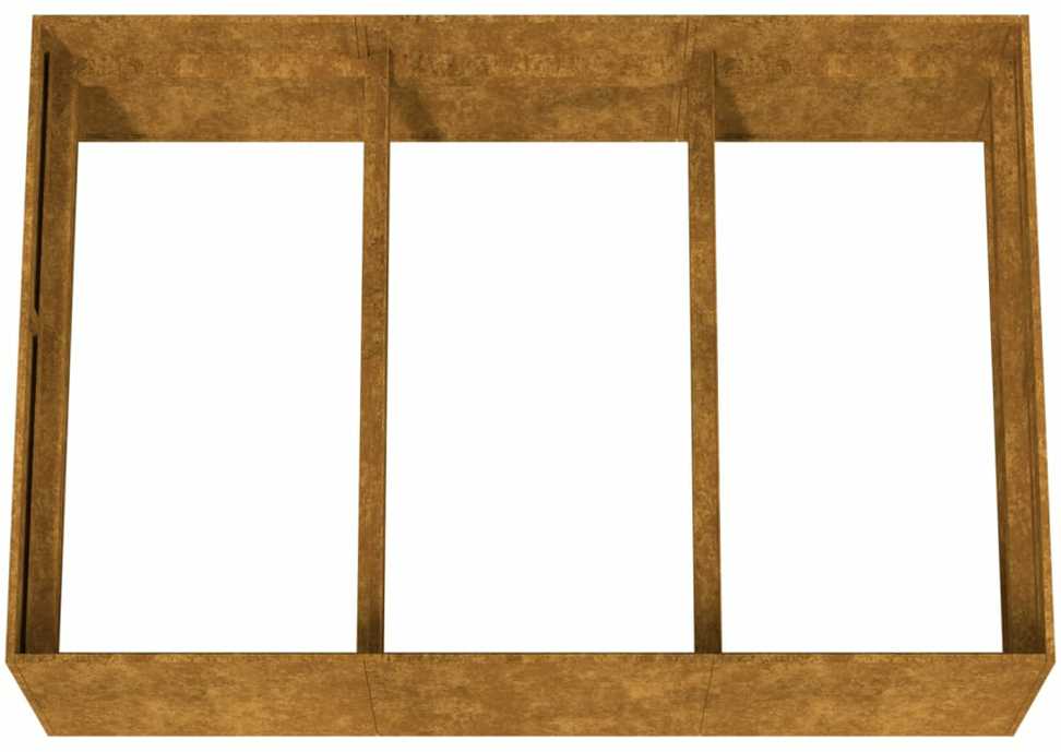 Aukštas sodo lovelis, 120x80x40cm, Corten plienas