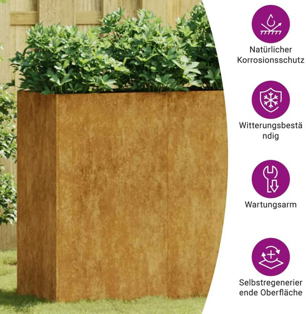Aukštas sodo lovelis, 360x40x80cm, Corten plienas