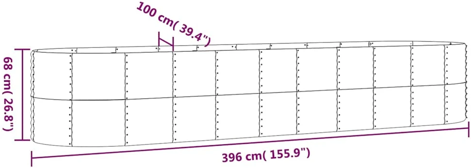 Aukštas sodo lovelis, antracito, 396x100x68cm, plienas