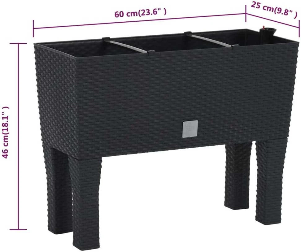 Aukštas sodo lovelis, antracito, 60x25x46cm, PP ratanas