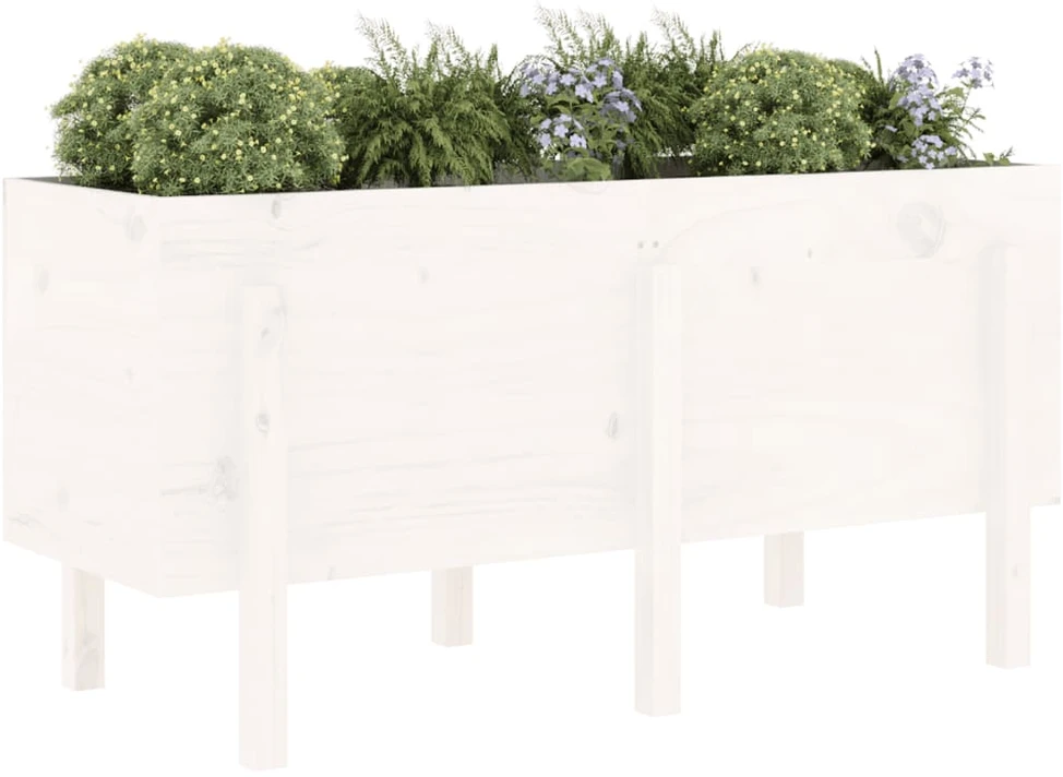 Aukštas sodo lovelis, baltas, 121x50x57cm, pušies masyvas
